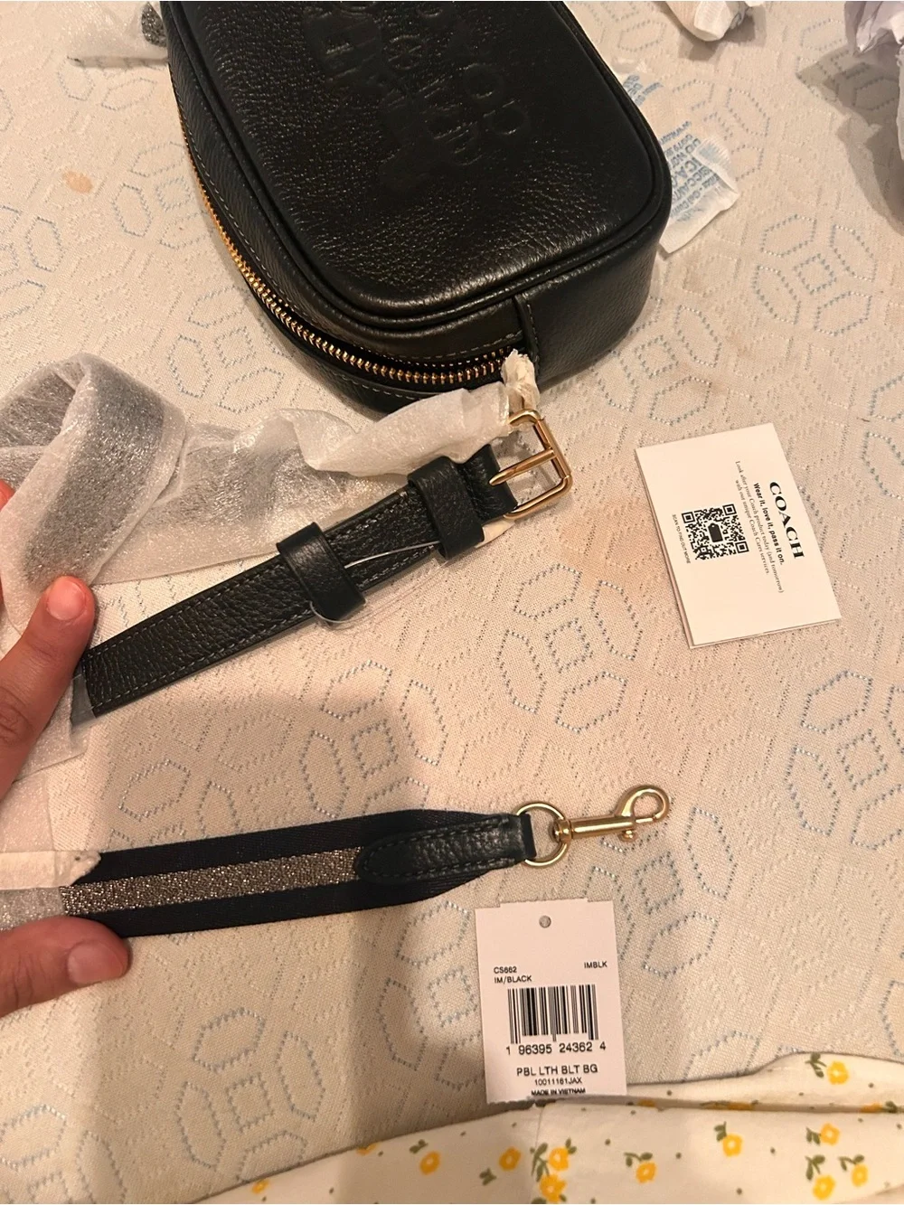 Coach Black Pebbled Leather Mini Crossbody/ fanny with Embossed Carriage Logo